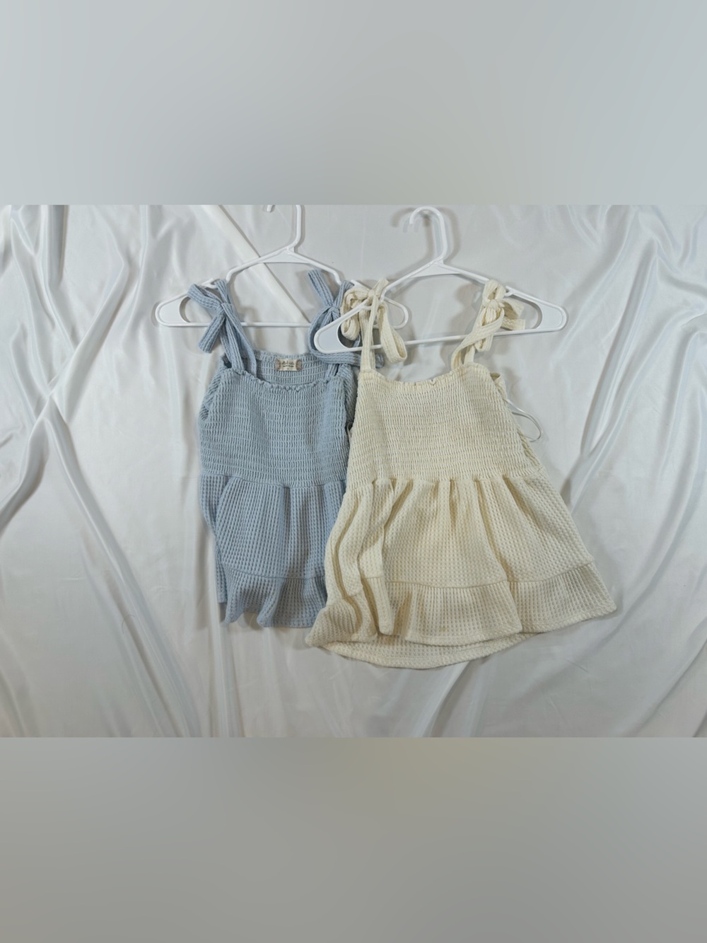 Alter’d State Women’s Tie-Strap Knit Tank Top - Cream and Light Blue